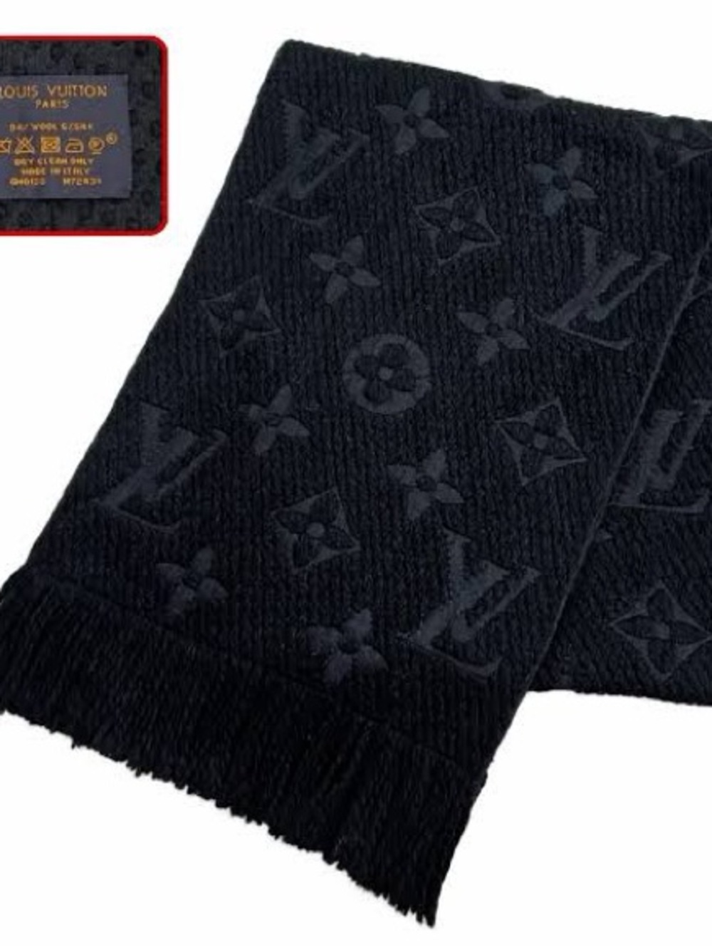 Designer Style 🔥 Black Monogram Knit Scarf